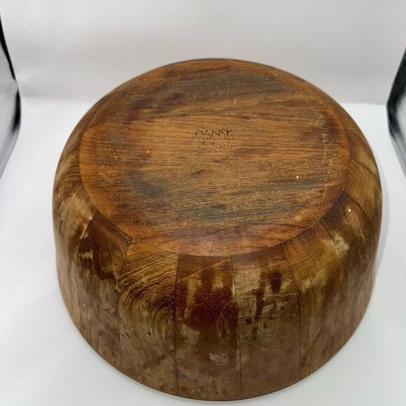 DANSK International MCM Wood DENMARK Staved Teak Chunky Round Large Bowl Salads - Picture 7 of 7